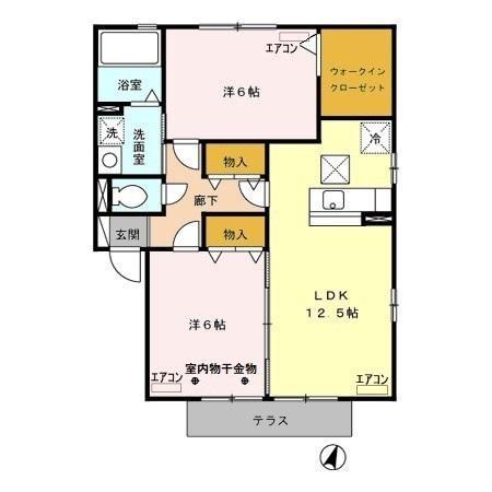 フレシール　Ｂ 102号室 間取り