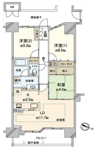 ポレスター浦和常盤 1104号室 間取り