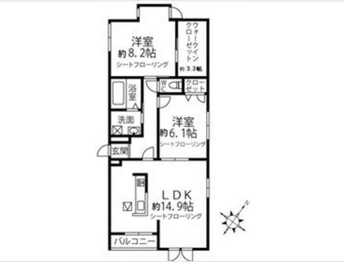Ｃ－ＣＯＵＲＴ　ＯＭＩＹＡ 102号室 間取り