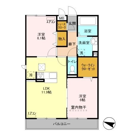 プリムヴェール　十五番館 103号室 間取り