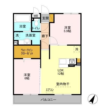 Ｄ-ｒｏｏｍ与野公園 Ｒｏｓｅ Ｐａｒｋ 302号室 間取り