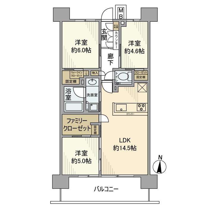 イニシア浦和常盤レジデンス 1203号室 間取り