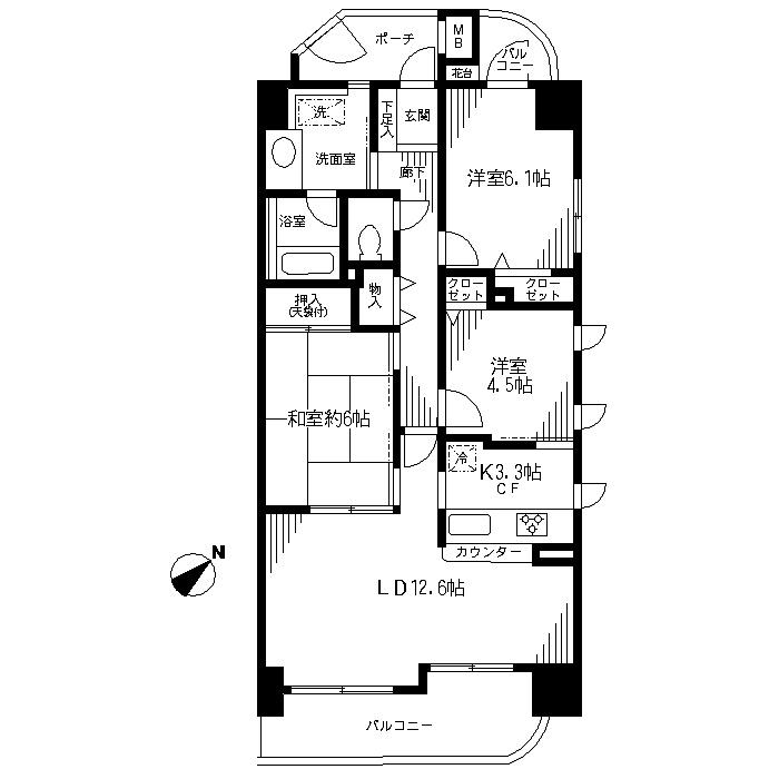ヴィルヌーブ浦和常盤 1001号室 間取り