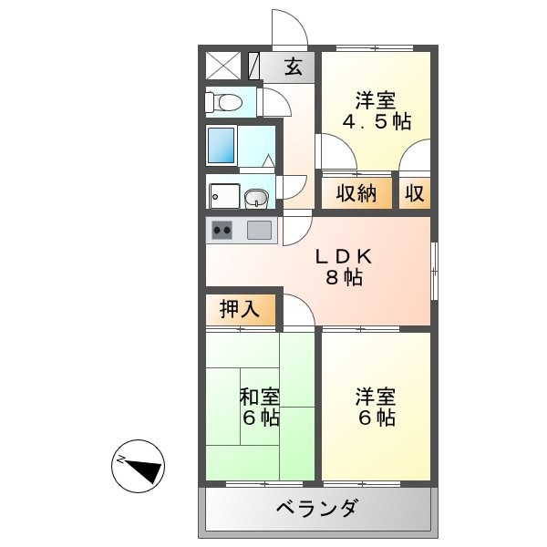 アルトラマンション茄子川　Ａ棟 間取り