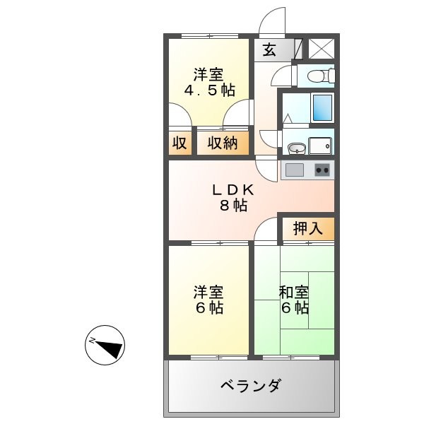 アルトラマンション茄子川　Ａ棟 間取り