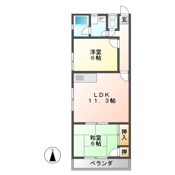 オータム桃山　B棟 間取り