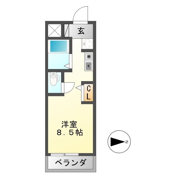 シャトー岐大 A 間取り
