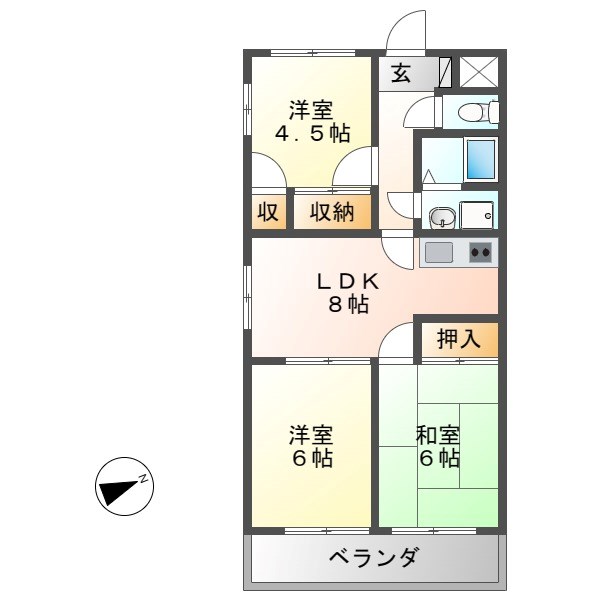 アルトラマンション茄子川　Ａ棟 間取り