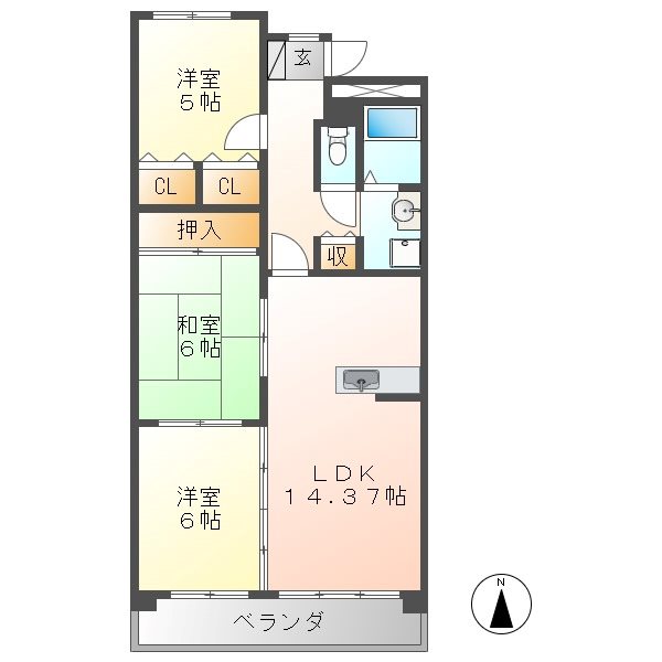 サン・パープル仲家 間取り図