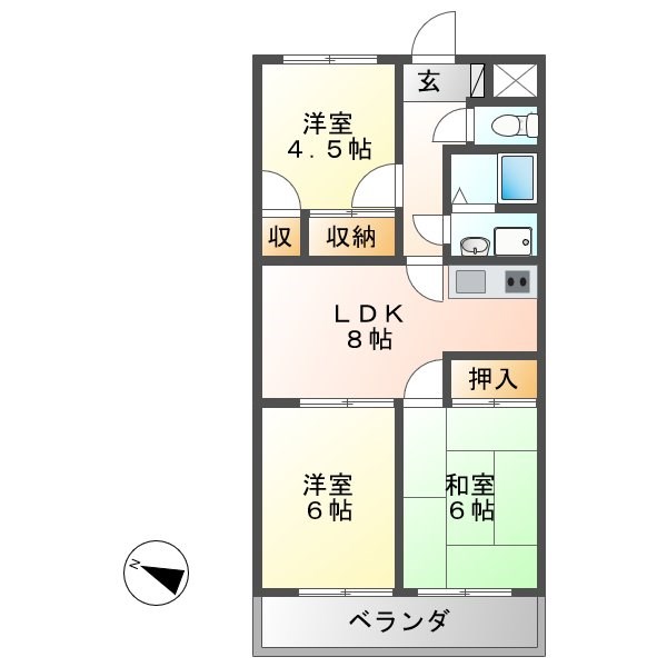 アルトラマンション茄子川　Ａ棟 間取り