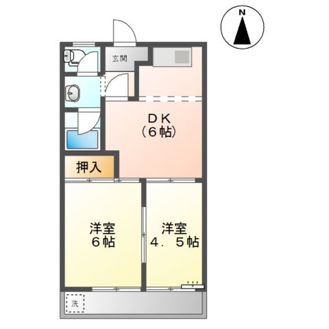 サンハイツＮＡＷＡ　Ａ・Ｂ 間取り