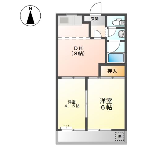 サンハイツＮＡＷＡ　Ａ・Ｂ 間取り
