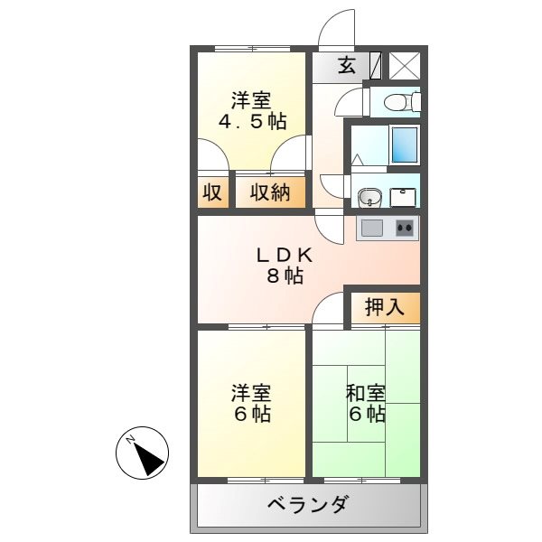 アルトラマンション茄子川　Ｂ棟 間取り