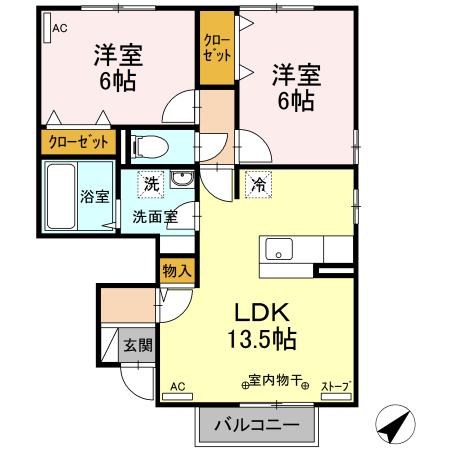 リビングタウン若宮　Ｄ 間取り