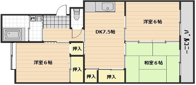 ナナツマチコーポＡ棟 間取り