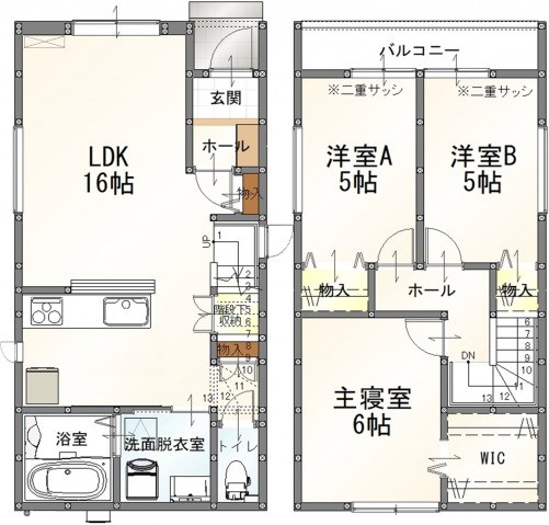 広島県広島市西区草津東３丁目 間取り