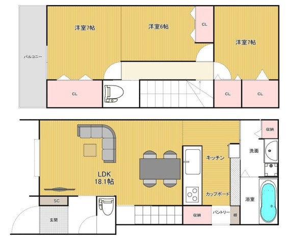 広島県広島市安佐北区落合南１丁目 間取り