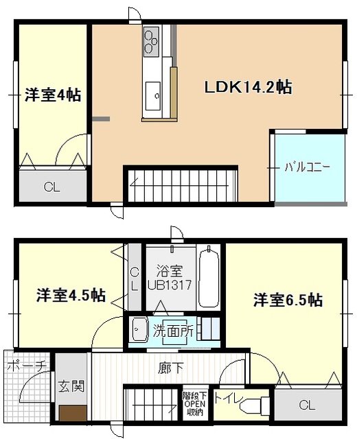 愛知県清須市西枇杷島町花咲 間取り