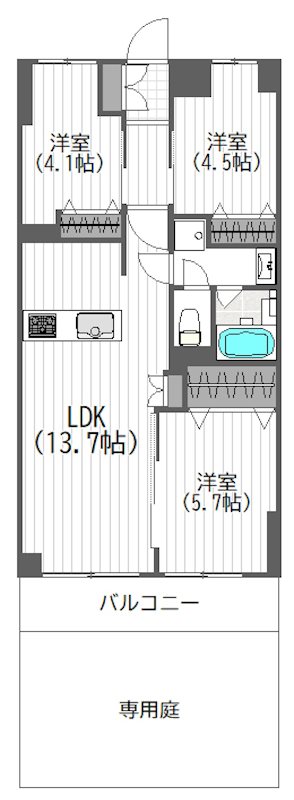コート久が原 107号室 間取り