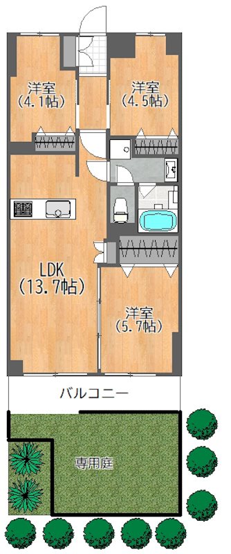 コート久が原 107号室 間取り
