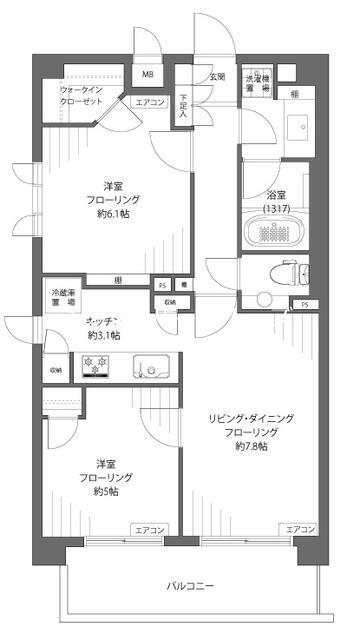 リシェ上野毛 306号室 間取り