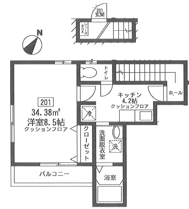 ソラーナ鵜の木 201号室 間取り