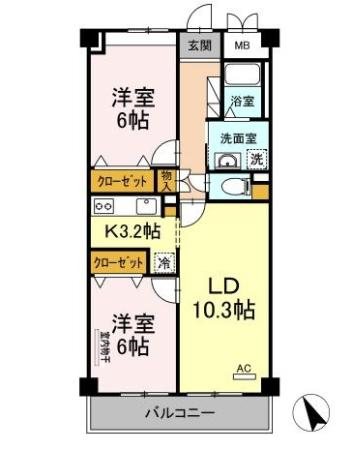 グリーンアベニュー 205号室 間取り