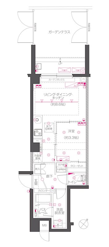 ZOOM下丸子 104号室 間取り