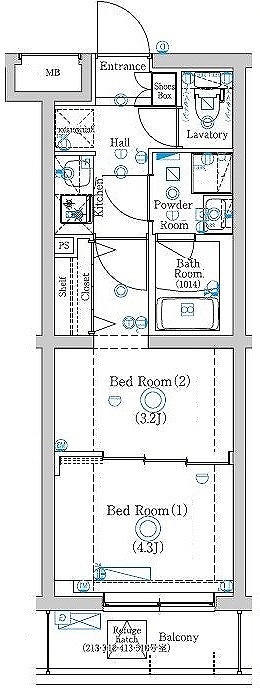 ラフィスタ下丸子 412号室 間取り