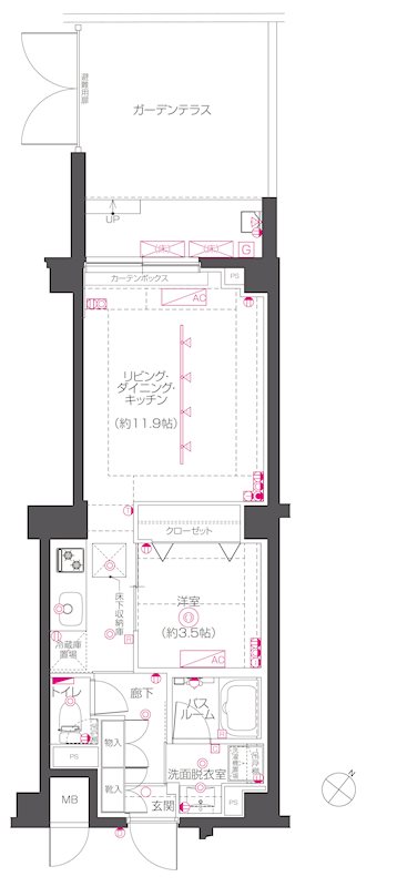 ZOOM下丸子 102号室 間取り