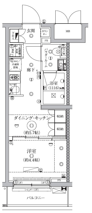 セジョリ鵜の木 407号室 間取り