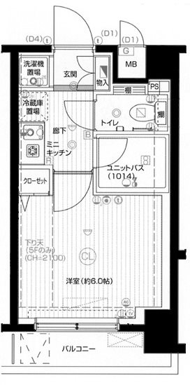 メインステージ鵜の木駅前 504号室 間取り