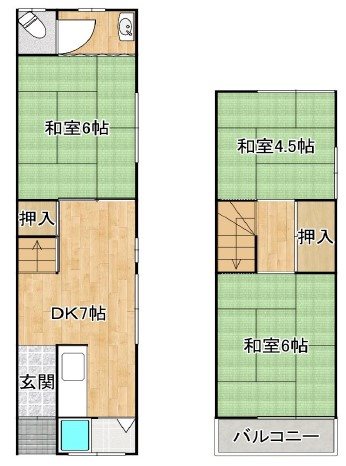 八尾市中田２丁目貸家 間取り