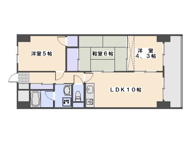 ライオンズマンション楽々園駅前 603号室 間取り