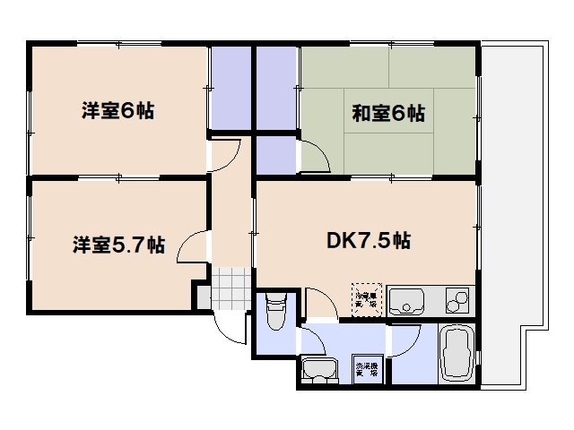 コーポ中州 406号室 間取り
