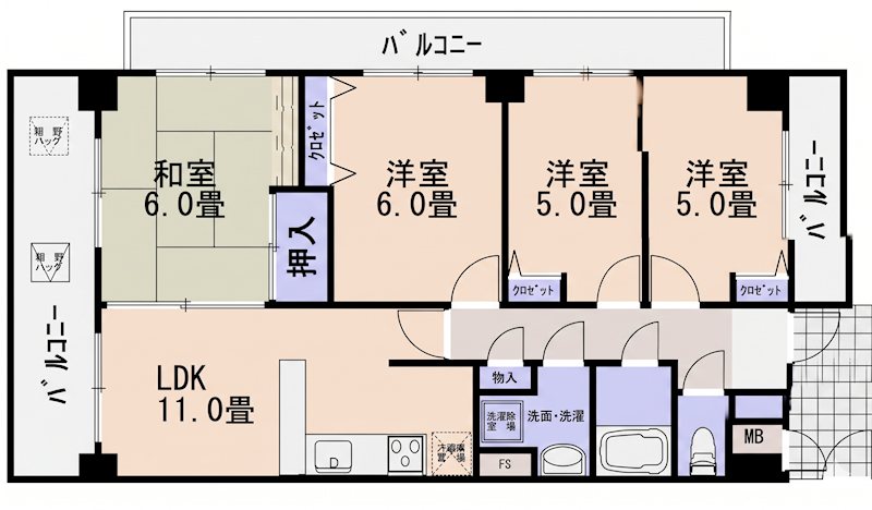 サンピア五日市 501号室 間取り