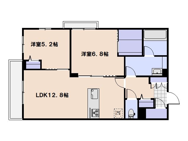 ラクスム 104号室 間取り