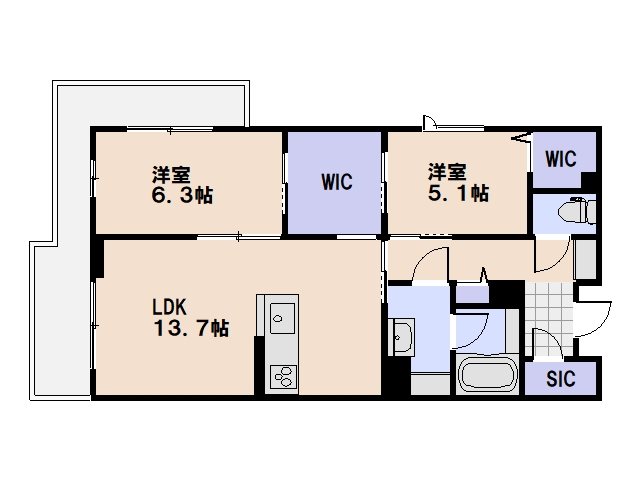 コンフォーザ 304号室 間取り