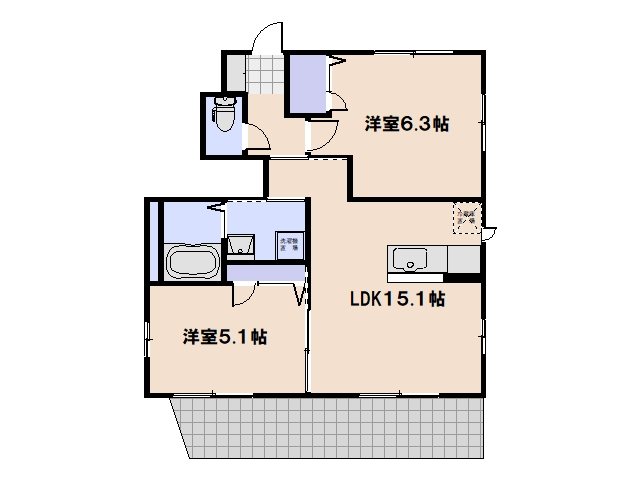 リズィエール地御前　A 101号室 間取り