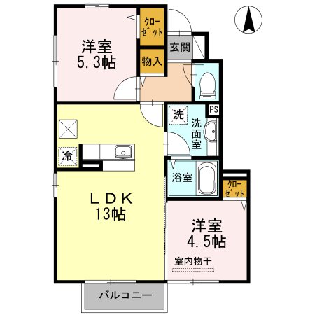 プレリエ天辰B棟 間取り