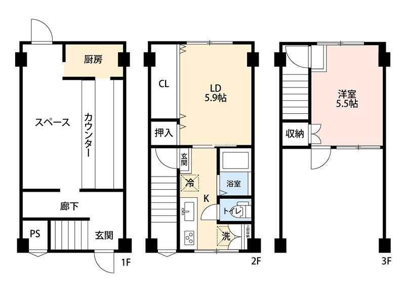 新町住居兼店舗 間取り