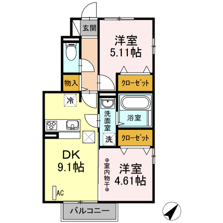カーサ・リリー　Ｄ 間取り