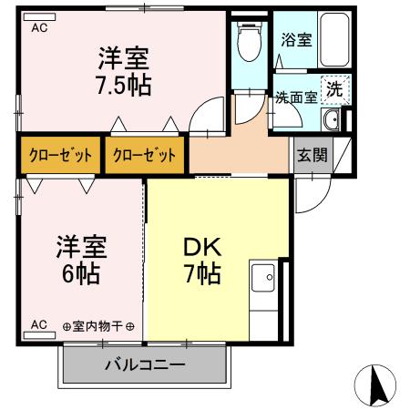 セジュール御山　Ｄ 間取り