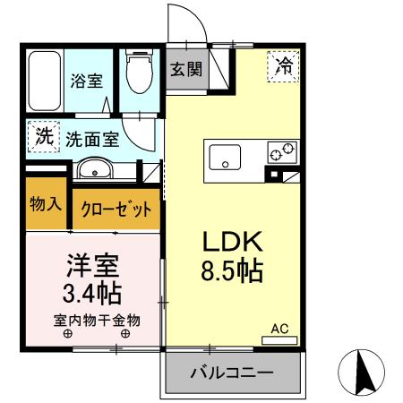 Ｄ-ＲｏｏＭ渡利 間取り