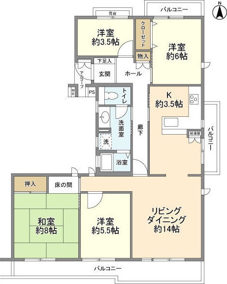 ホームタウン貝取２－８－１号棟 間取り