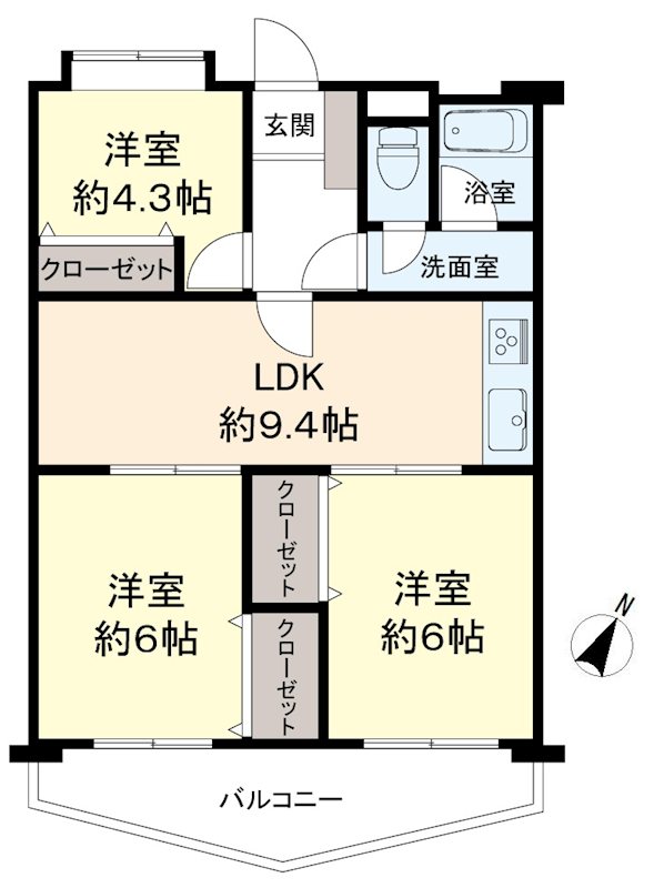 京王めじろ台マンションＡ棟  間取り