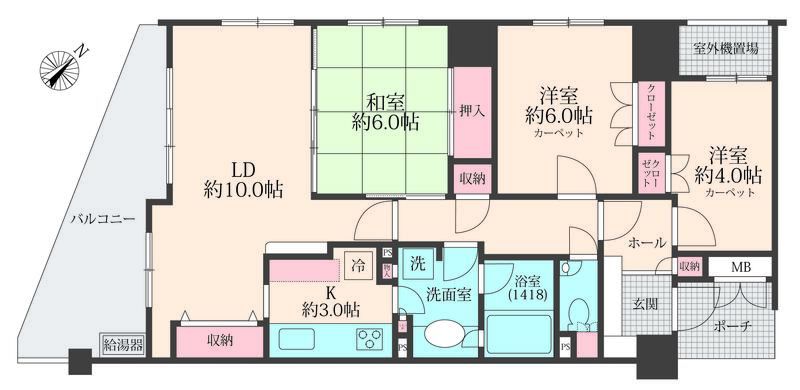 B'sタワー橋本 W 間取り