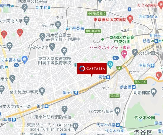カスタリア初台Ⅱ 地図（共通）