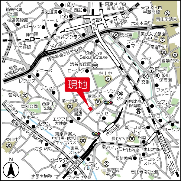 ウエリス代官山猿楽町テラス 地図（共通）