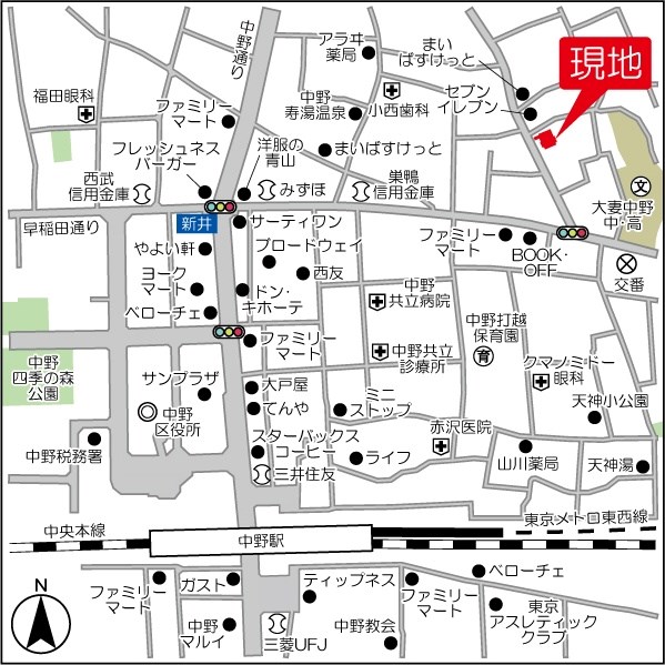 コンフォリア中野 地図（共通）